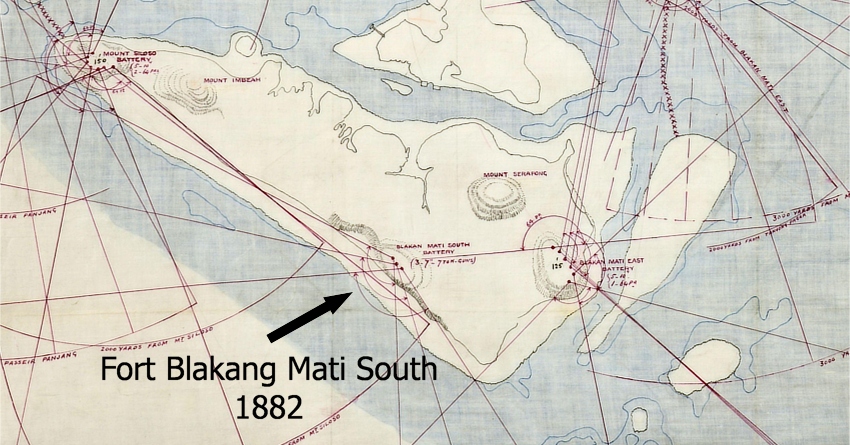 Map showing Fort Blakang Mati South